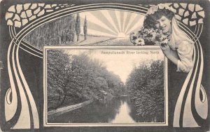 New York Susquehanna River Scenic View Art Nouveau Border Bride PC AA110689