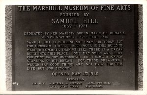 Vtg WA Maryhill Museum of Fine Arts Dedication Plaque Memorial RPPC Postcard