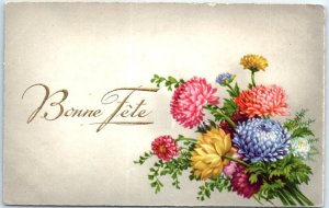 Postcard - Bonne Fête with Asters Art Print