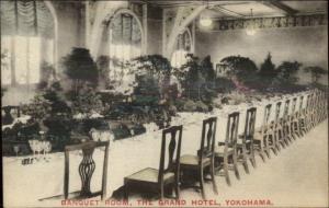 Yokohama Japan Grand Hotel Banquet Room c1910 Postcard