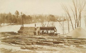 Postcard RPPC New Hampshire Franklin Logging Lumber Sawmill 23-2138