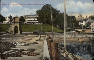 Plymouth Mass MA Plymouth rock and Hotel c1910 Vintage Postcard