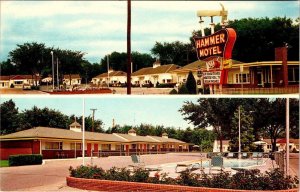 Kearney, NE Nebraska  HAMMER MOTEL~SIGN~POOL  Lincoln Highway~Roadside  Postcard