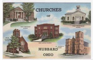 Churches of Hubbard Ohio postcard