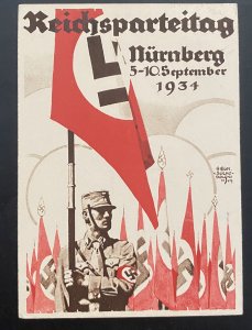 1934 Nurnberg Germany Propaganda Postcard cover NSDAP political Rally Thuringen