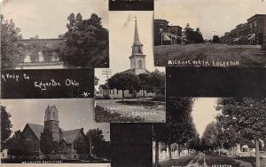 E40/ Edgerton Ohio Real Photo RPPC Postcard c1910 Covered Bridge Church Main St