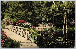 Vtg Mobile Alabama AL Vine Covered Bridge Bellingrath Gardens 1940s Postcard