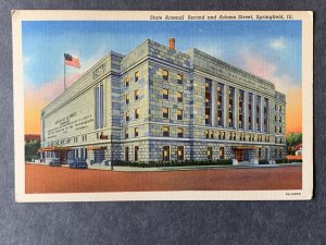 State Arsenal Springfield IL Linen Postcard H1309083324