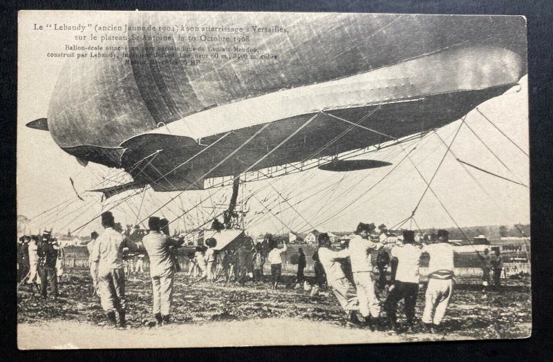 Mint France Postcard RPPC Dirigible Zeppelin Lebaudy Landing At Versailles