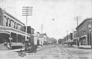 MAIN STREET PARKERSBURG IOWA POSTCARD 1909