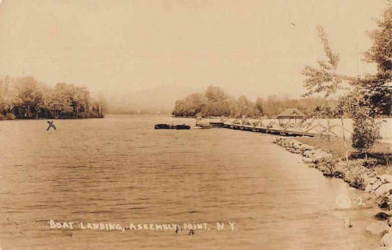 Assembly Point New York Boat Landing Scenic View Real Photo Postcard AA749