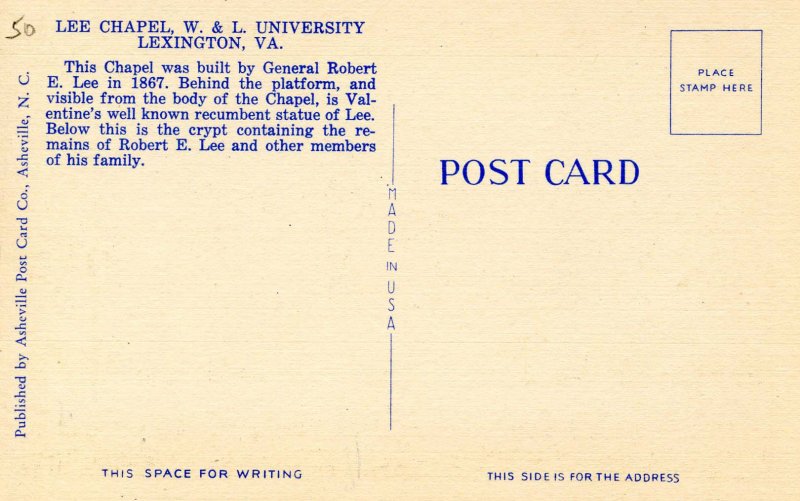 VA - Lexington. Washington & Lee University, Lee Chapel, Interior