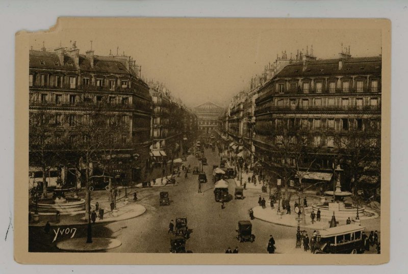 France - Paris. Opera Avenue, Street Scene  (crease, corner missing)