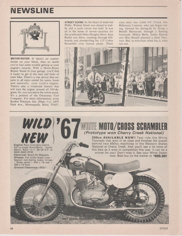 1966 Print Ad Wild New '67 White Moto/Cross Scrambler 259cc  Motorcycle ...