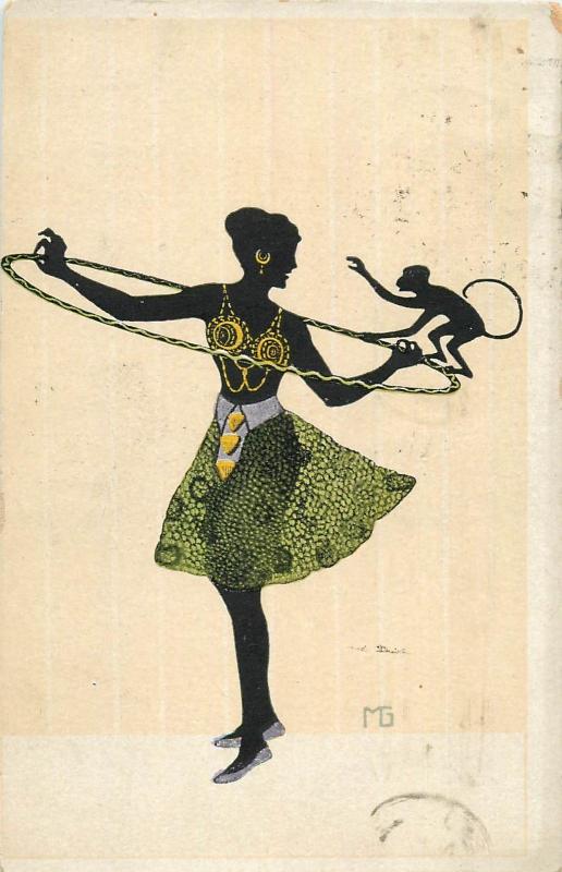 art deco marte graf circus cercle acrobatic dancer silhouette monkey ape singe