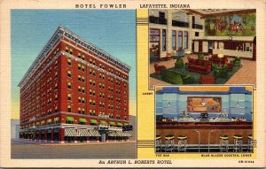 Linen Postcard Hotel Fowler in Lafayette, Indiana