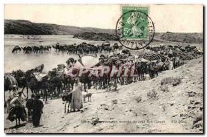 Algeria Old Postcard caravan walking Caid Ben Ganah