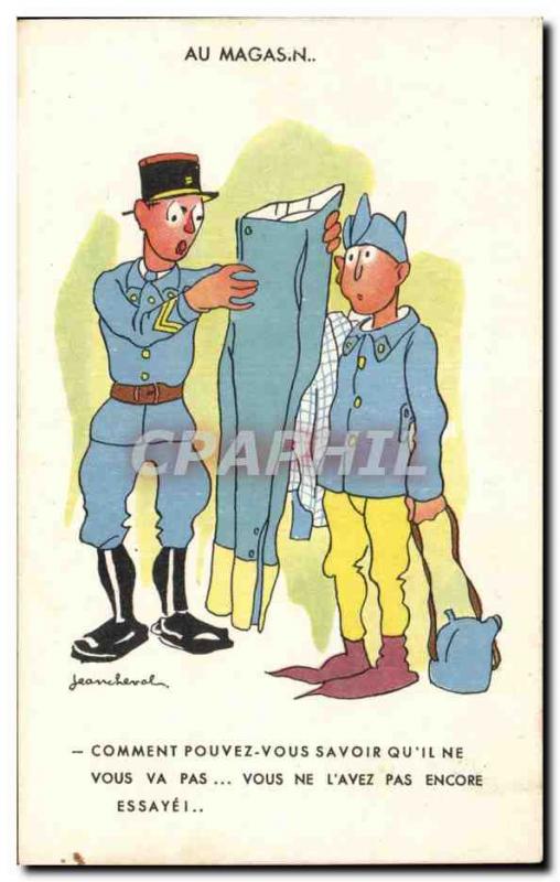 Old Postcard Militaria Illustrator At the store Jean Cheval