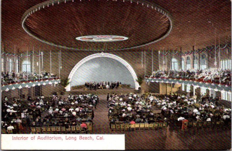 Postcard Interior of Auditorium in Long Beach, California