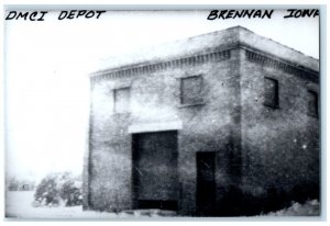 c1960 DMCI Depot Brennan Iowa IA Vintage Train Depot Station RPPC Photo Postcard