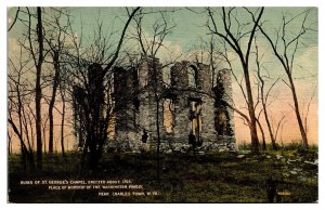 Antique Ruins of St. George's Church, c. 1765, Near Charles Town, WV Postcard