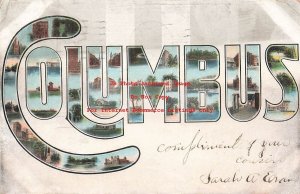 Columbus Ohio Large Letters with Scenes, 1907 PM, German-American Postal Card Co