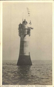 Germany Lighthouse Rothersand Weser River c1940s Real Photo Postcard