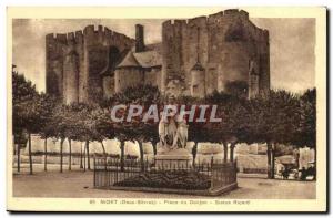 Old Postcard Niort Square tower Statue Ricard