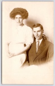 Duluth-Minneapolis RPPC Hair~Bouffed Sister w/Coiffed Brother~Studio Photo c1910
