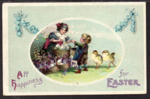 All Happiness for Easter Children Chicks Postcard 4148
