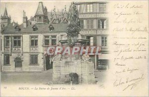 Old Postcard Rouen Joan of Arc Statue (Card 1900)