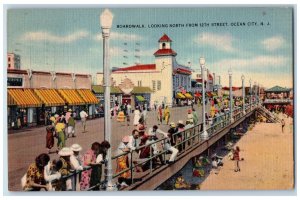 1949 Boardwalk North From 12th Street Visitors Buildings Ocean City NJ Postcard