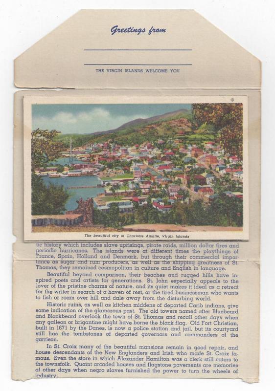 St Thomas Virgin Islands Souvenir Folder 1951 Postcard