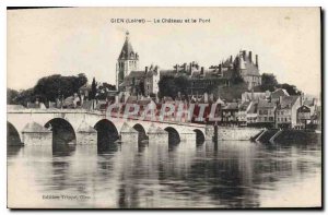 Old Postcard Gien Loiret Le Chateau and the Bridge