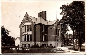 Real Photo Postcard North Side School in Watseka, Illinois