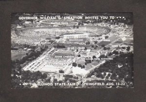 IL Illinois State Fair Arial View Springfield Gov William Stratton Postcard