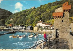 B87086 the harbour and mars hill lynmouth devon boat   uk
