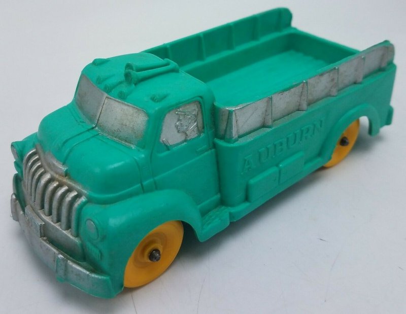 Vintage Auburn Rubber Co 5 1/2 Toy Truck Green w Yellow Wheels
