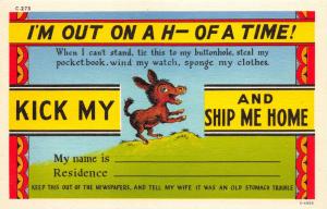 KICK MY ASS AND SHIP ME HOME LOT OF 2 COMIC POSTCARDS 1940s  