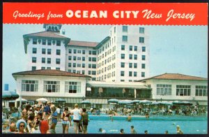 New Jersey OCEAN CITY Greetings from Hotel and Pool - Chrome