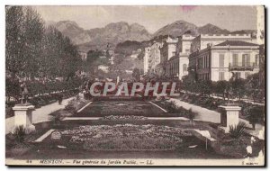 Menton - Vue Generale Public Garden - Old Postcard