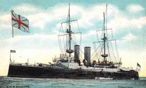 Postcard British Royal Navy Battleship HMS Bulwark c1900s