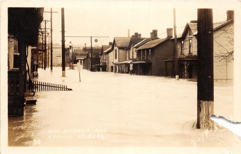 F28/ Apollo Pennsylvania RPPC Postcard 1936 Flood Disaster