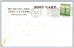 Real Photo Postcard~Stalactites In Ohio Caverns West Liberty OH~RPPC