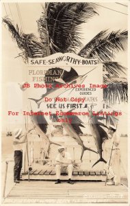 FL, Miami Beach, Florida, RPPC, Sailfish Caught on Fishing Boats, Simpson