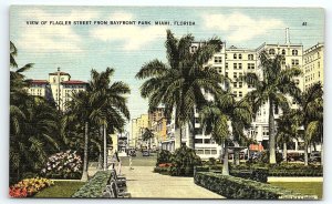 1930s MIAMI FLORIDA FL VIEW OF FLAGLER STREET BAYFRONT PARK LINEN POSTCARD P2707