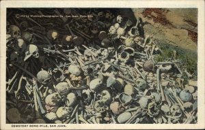 San Juan Puerto Rico PR Cemetery Bone Pile Macabre Vintage Postcard