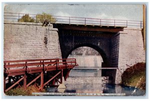 1910 Entrance Dellwood Park C&A.R.R. Bridge River Lake Joliet Illinois Postcard 