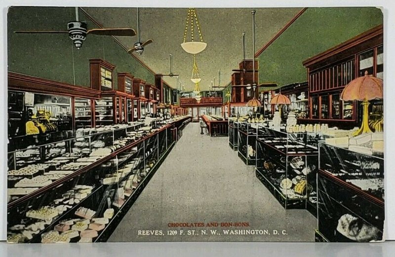 Washington DC REEVES Chocolates and Bon-Bons Interior View Postcard K7