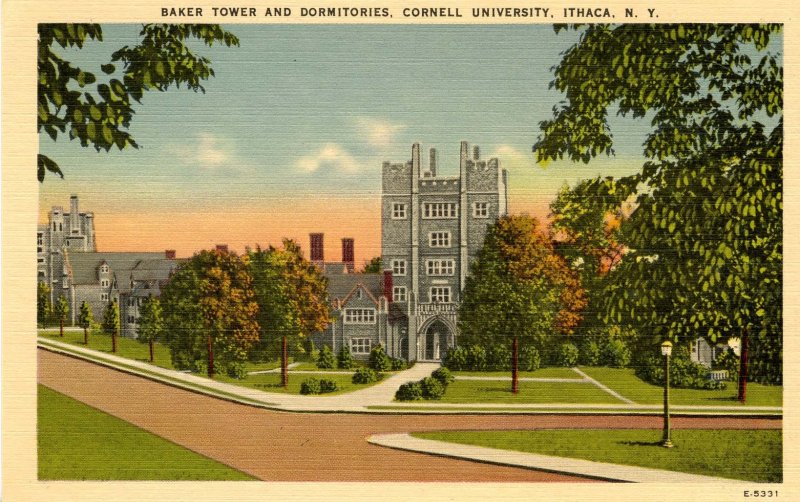 NY - Ithaca. Cornell University. Baker Tower and Dormitories